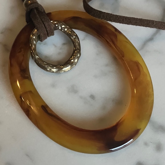 Brown and Silver Pendant Necklace - Picture 2 of 2